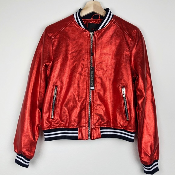 Blank NYC Jackets & Blazers - BLANK NYC Metallic Red Bomber Jacket